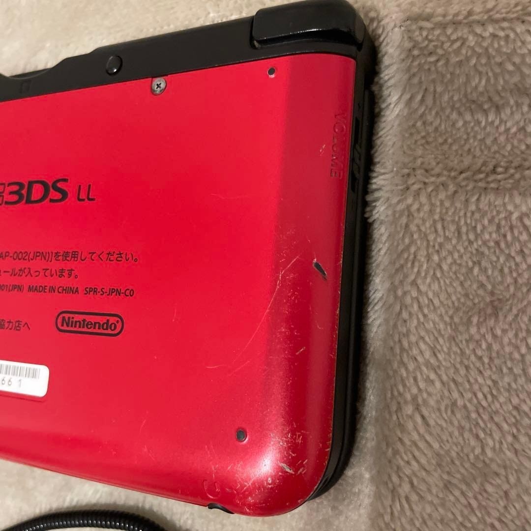 Nintendo 3DS LL Red x Black Console , 2 Softs etc. Ready-to-play Set Used