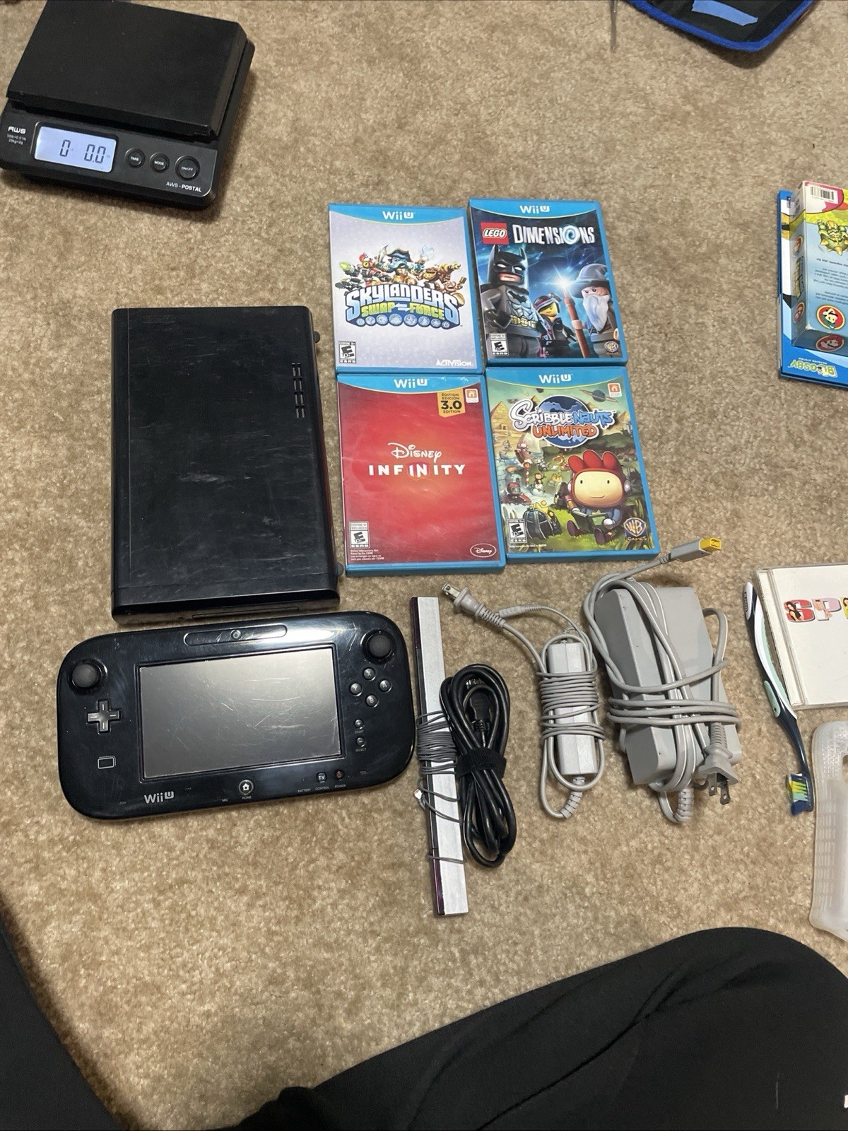 Wii U Console Black 32GB Complete Bundle All Cords Tested