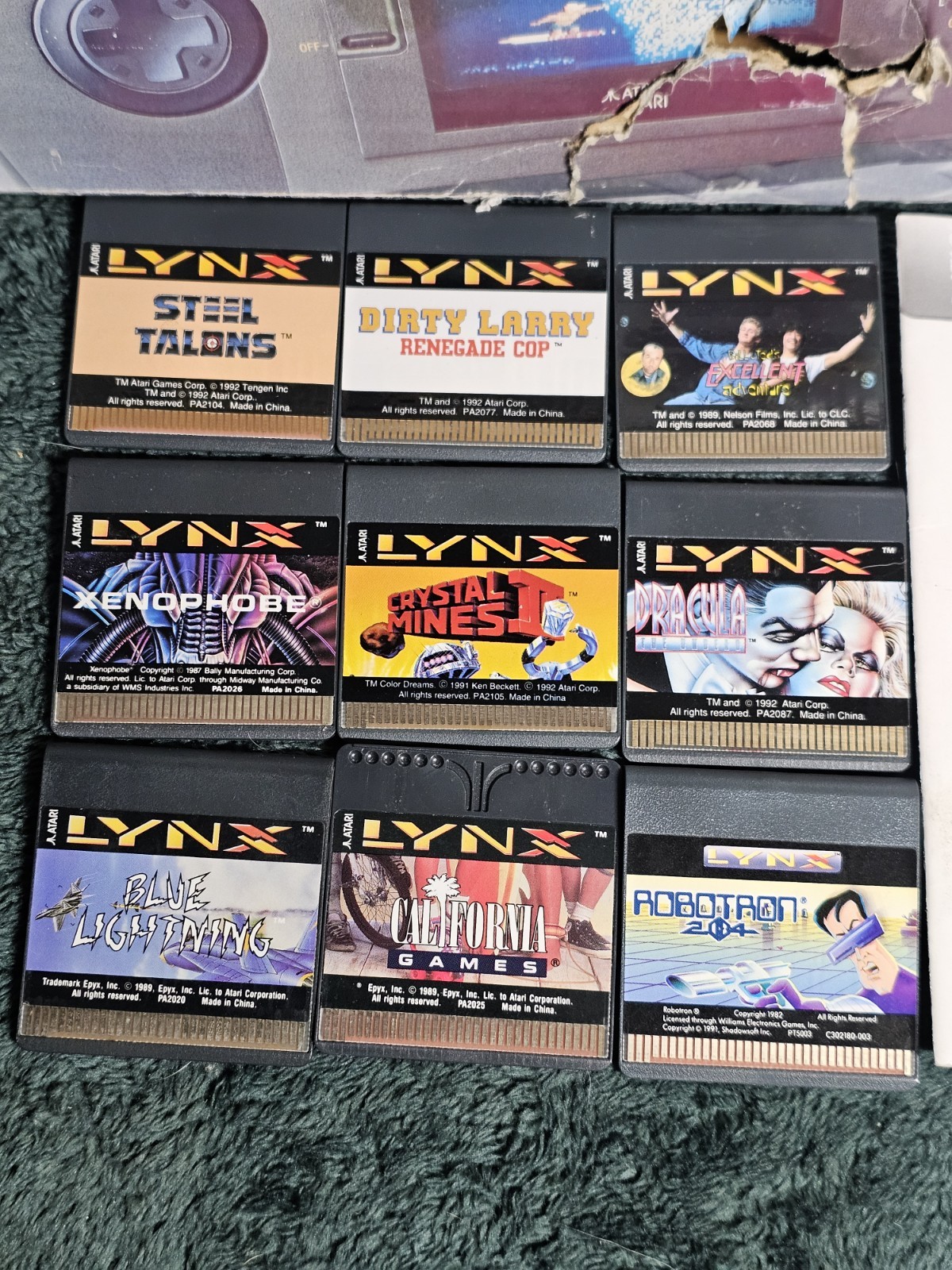 Atari Lynx System Original + 9 GAMES & MATCHING SERIAL NUMBERS BOX! WORKING