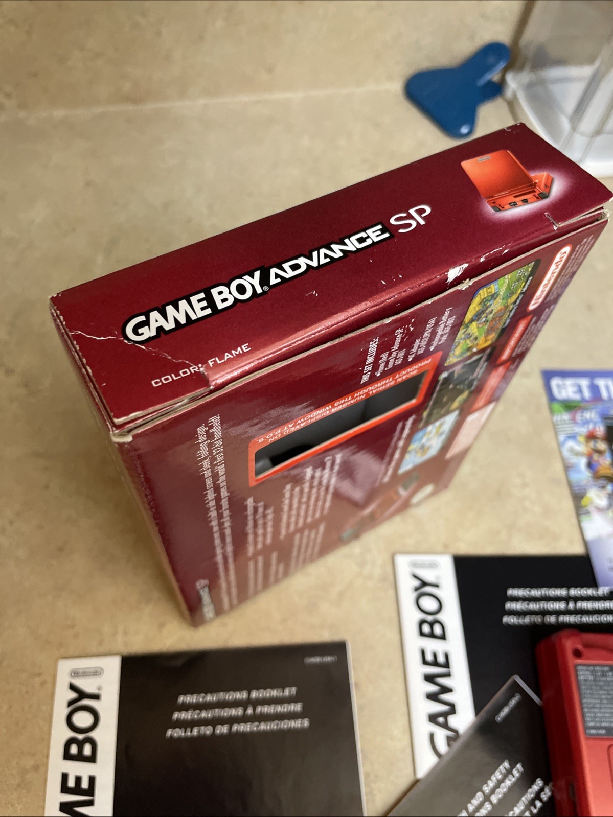 Nintendo Game boy Advanced SP Flame Red AGS-001 CIB w/ Box Charger Manuals CLEAN
