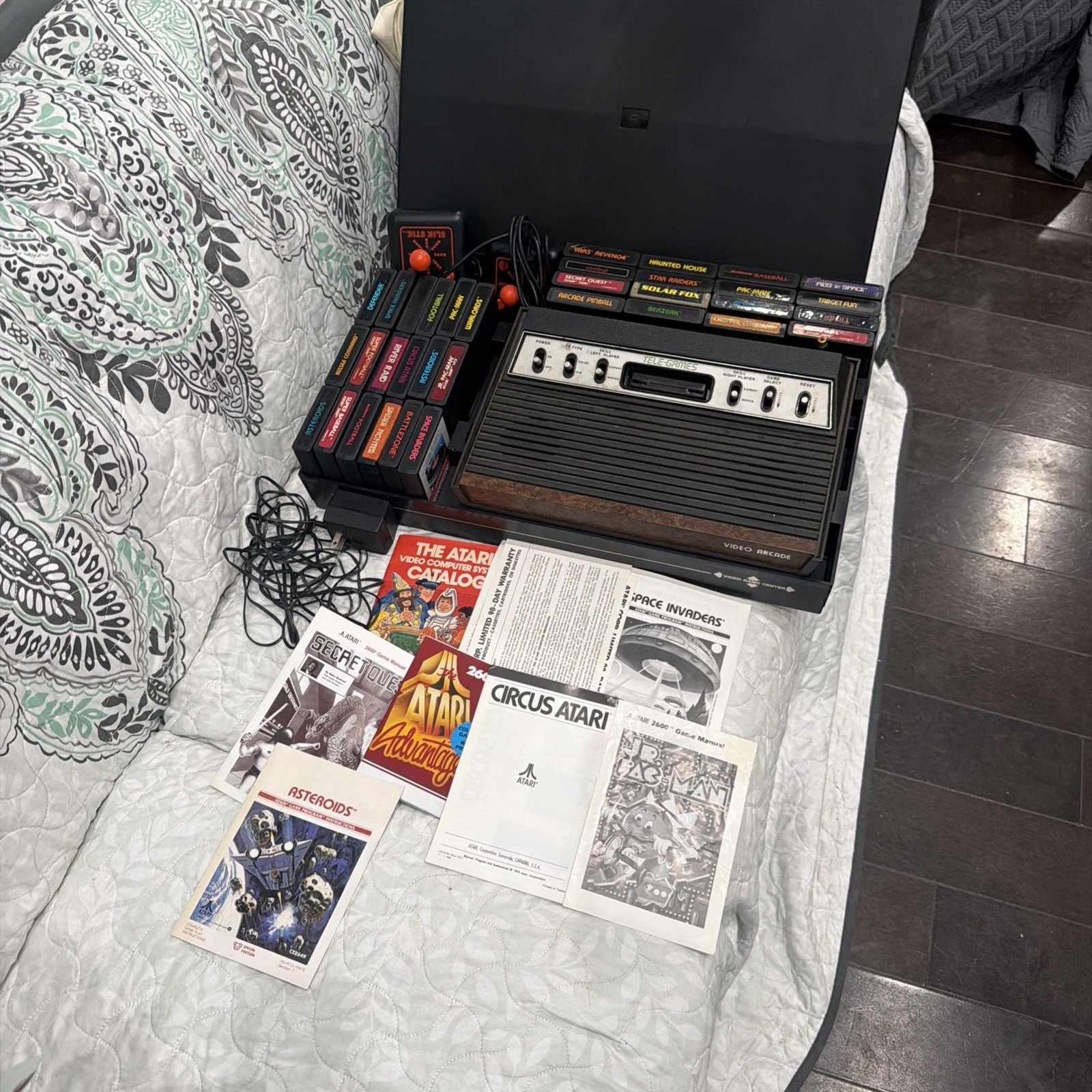 VTG Sears Telegames Console Atari W/ Games Storage Case Power Cable Untested *
