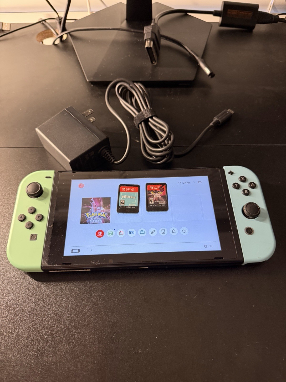 Switch Console Bundle w/ Green/Blue Joy-Cons + AC Power Adapter + 2 Games