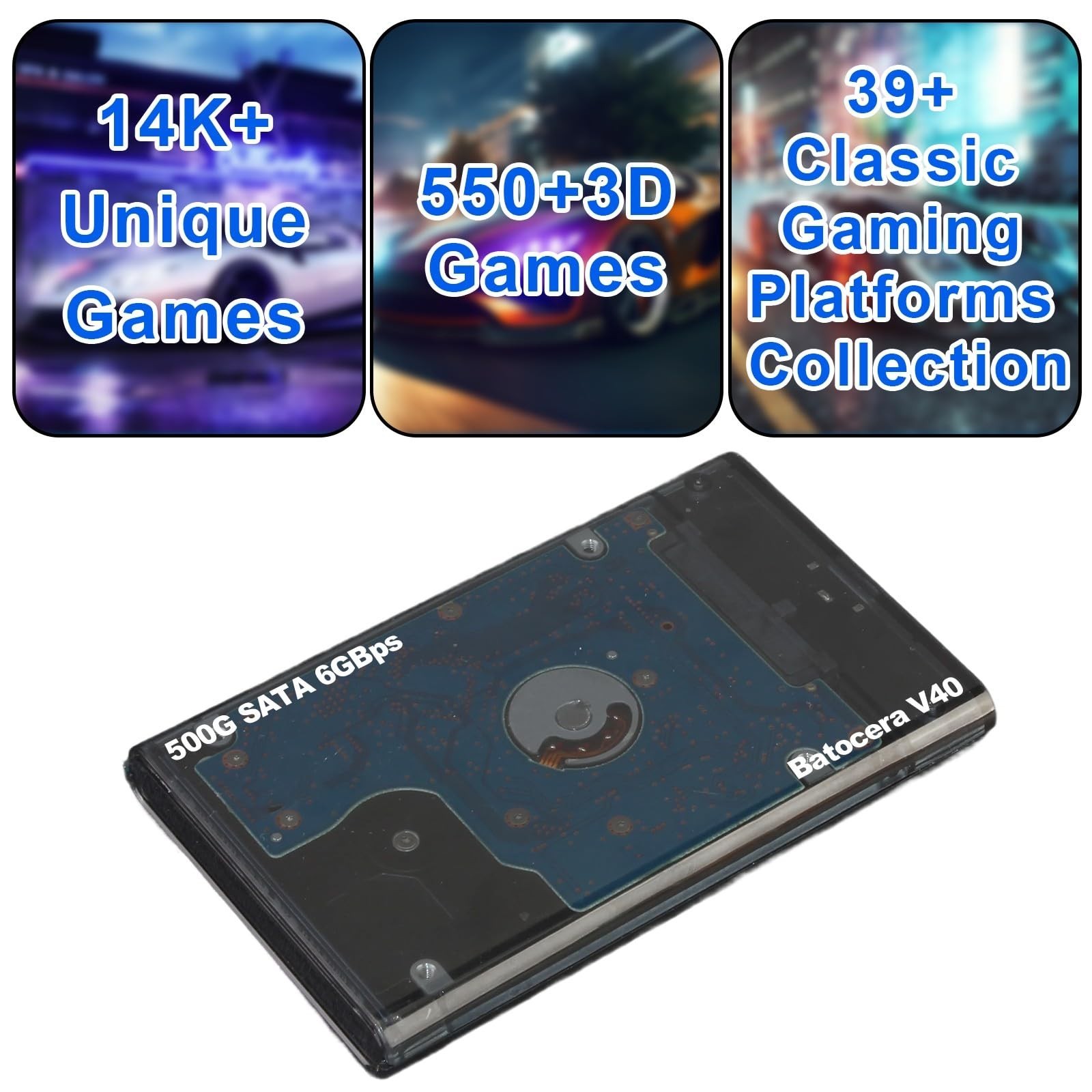 Portable Retro Game Emulator Console – 500GB, 14.5K+ Games, Plug & Play, USB-C,