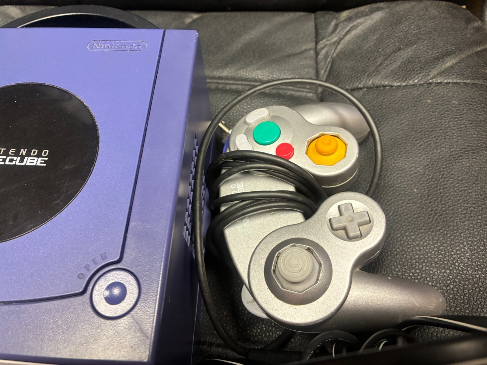 Nintendo GameCube indigo purple console all wires one controller