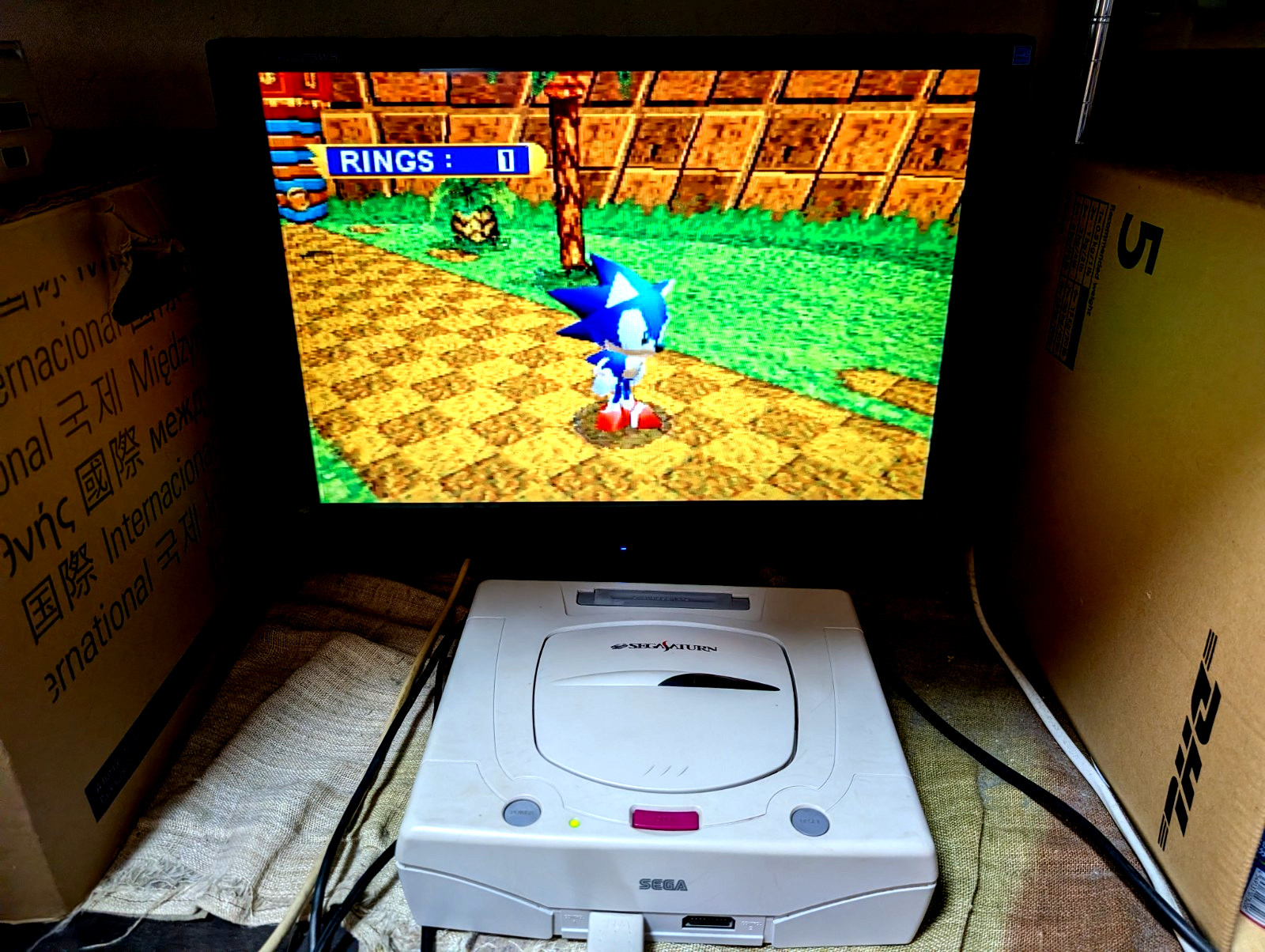 Sega Saturn White Console Sonic Jam Sonic R Japan Box