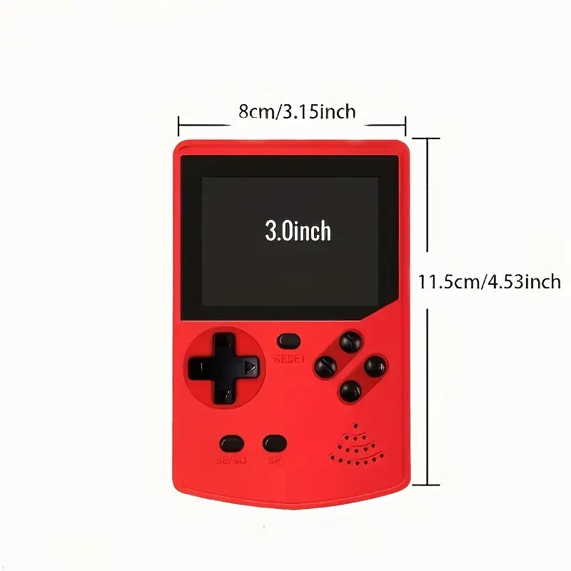 Retro Handheld Game Console HD – 300+ Games Portable System USB Powered Red
